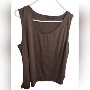 Vintage Notations Brown Blouse 3X Basic Normcore‎ Lightweight Made In The USA